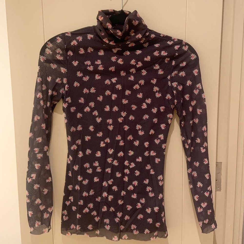 Ganni Printed Mesh Top